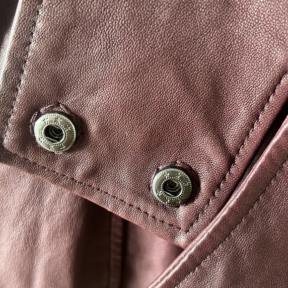 Aritzia x Mackage Kenya Leather Moto Jacket Size XS Maroon - Picture 12 of 13